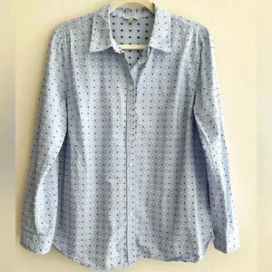 Talbots Blue Pinstripe Button Down Shirt with Square and Spotted Pattern, L